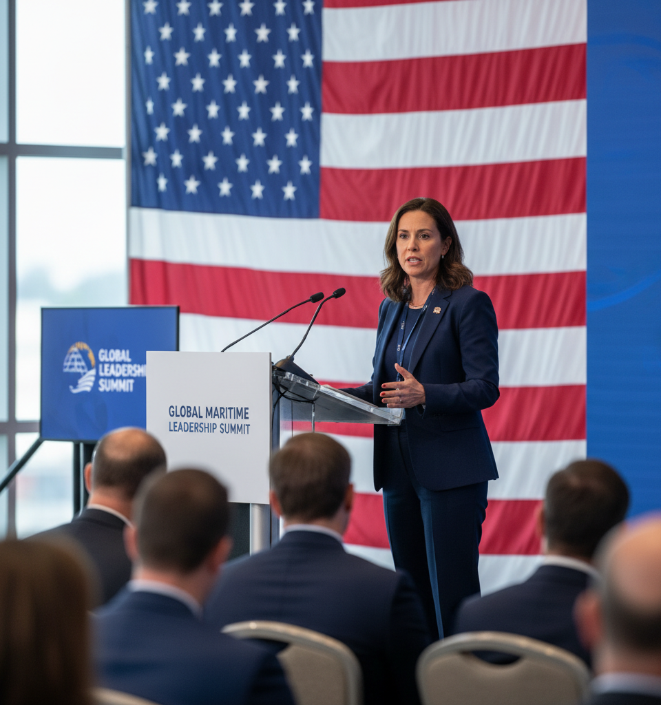 FMC Commissioner Laura DiBella Warns of Eroding U.S. Maritime Focus, Calls for Transformative Change — AI-generated illustration