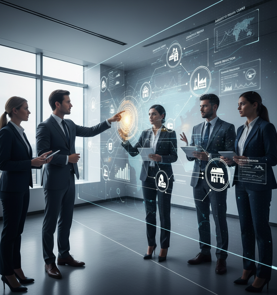 Food Brands Supercharge Supply Chains with Digital Twins and AI for Enhanced Inventory Management — AI-generated illustration