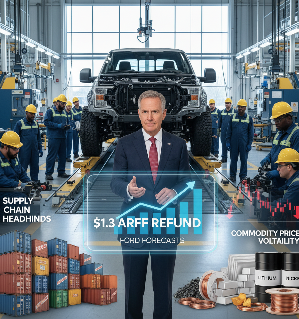 Ford Forecasts $1.3B Tariff Refund Amidst Persistent Supply Chain & Commodity Headwinds — AI-generated illustration