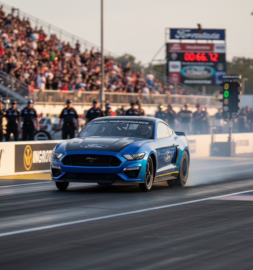 Ford's Electric Mustang Cobra Jet Shatters Quarter-Mile Record, Signaling EV Performance Future — AI-generated illustration