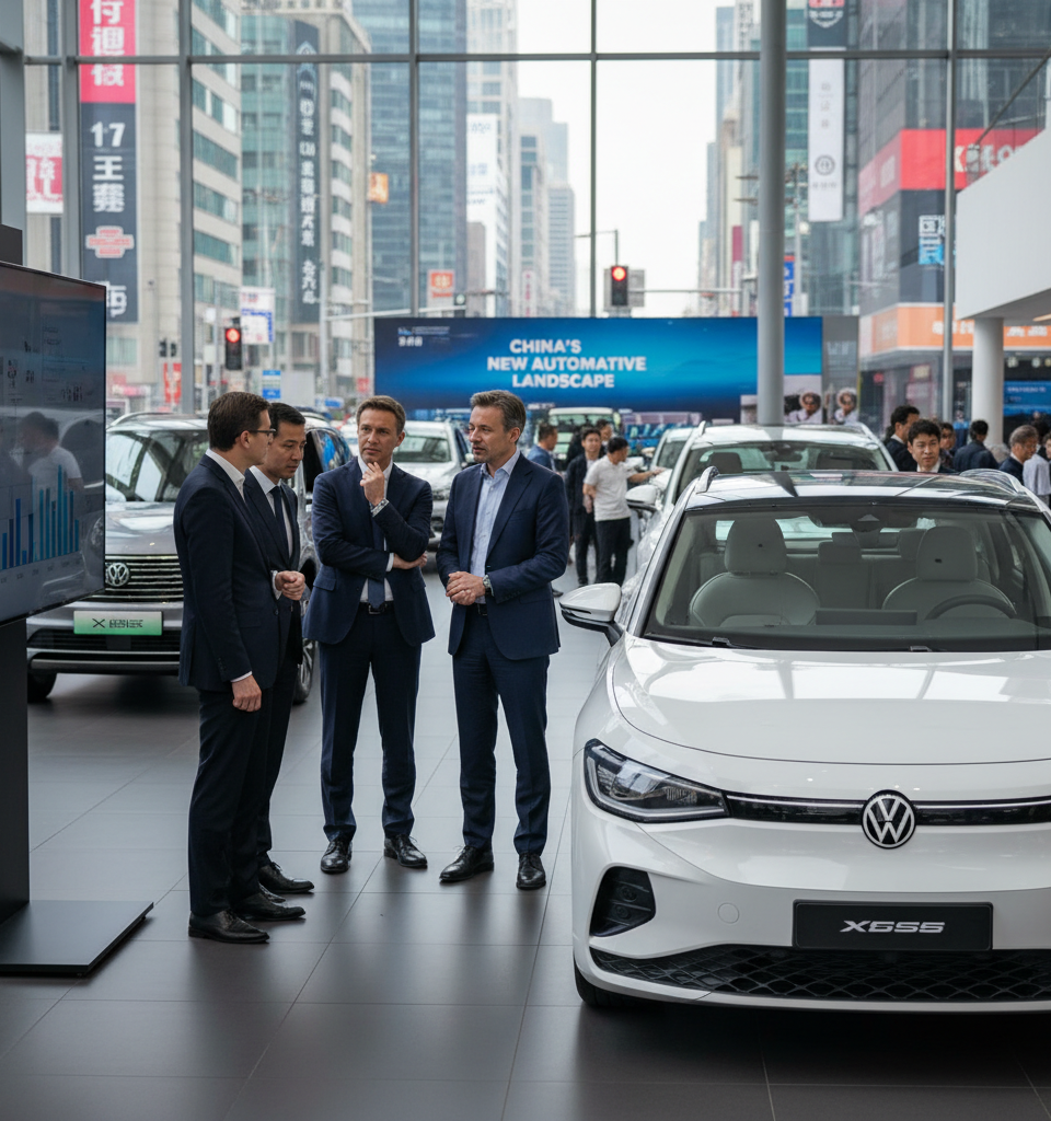 Foreign Automakers Navigate Shifting Tides: Volkswagen Leads, But Chinese Brands Assert Dominance in China's Auto Market — AI-generated illustration