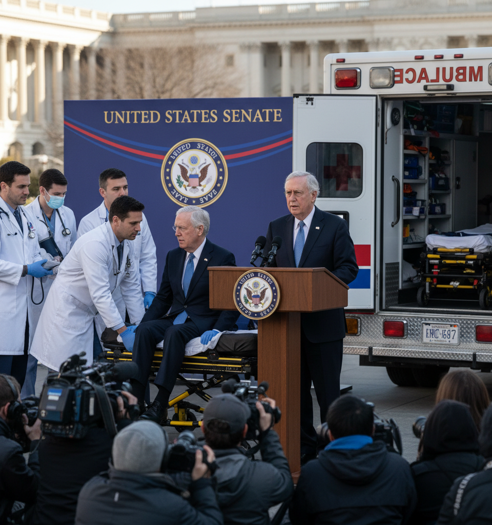 Former Senate Majority Leader Mitch McConnell Hospitalized Sunday — AI-generated illustration