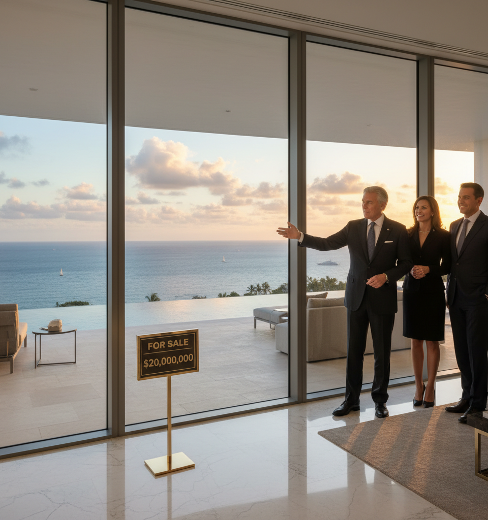 Fortune 500 CEO Lists ‘Estate in the Sky’ Bal Harbour Penthouse for $20 Million — AI-generated illustration