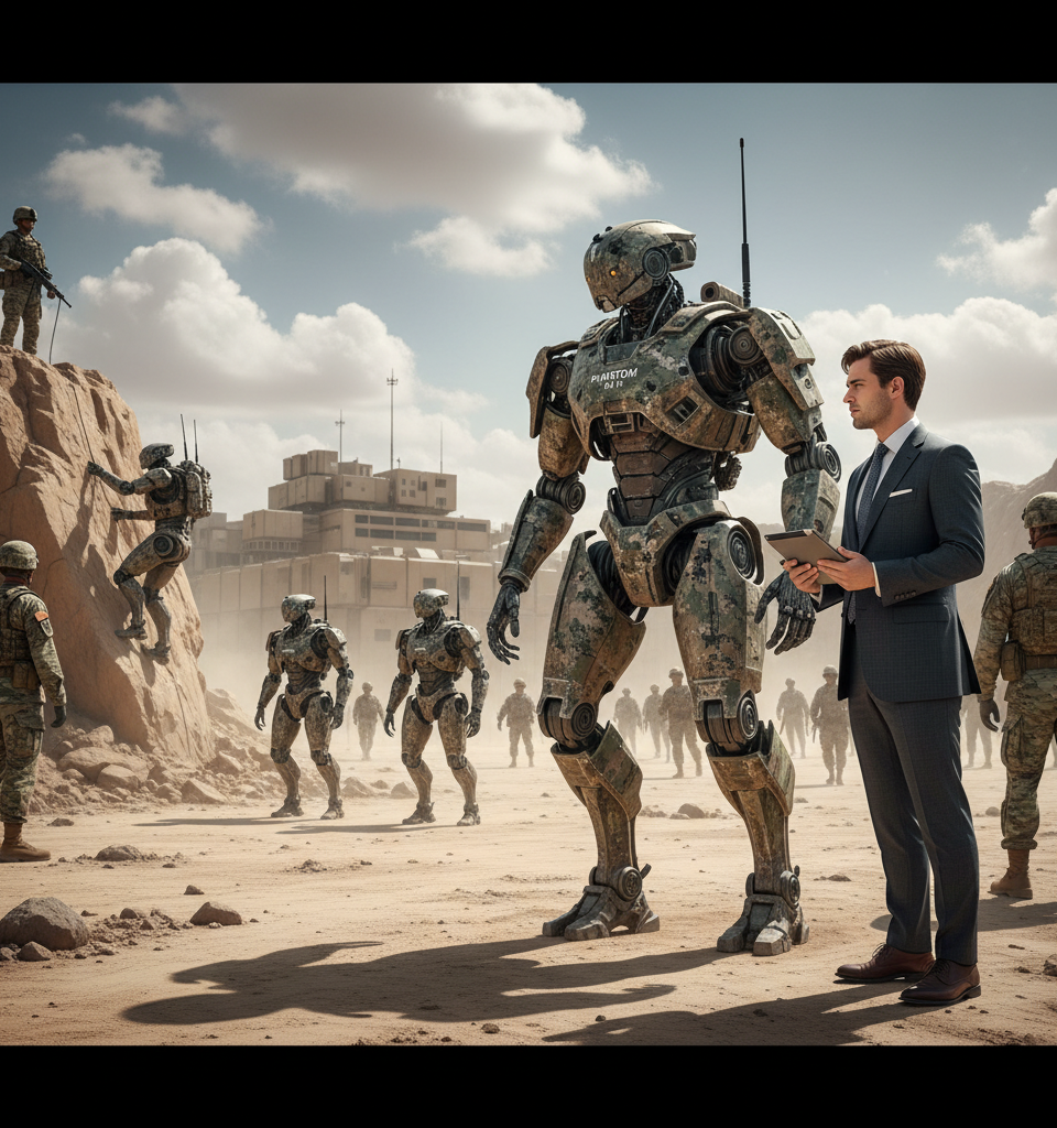 Foundation Future Industries: Ex-Fintech CEO, President's Son Spearhead US Military's Robot Army Ambitions — AI-generated illustration