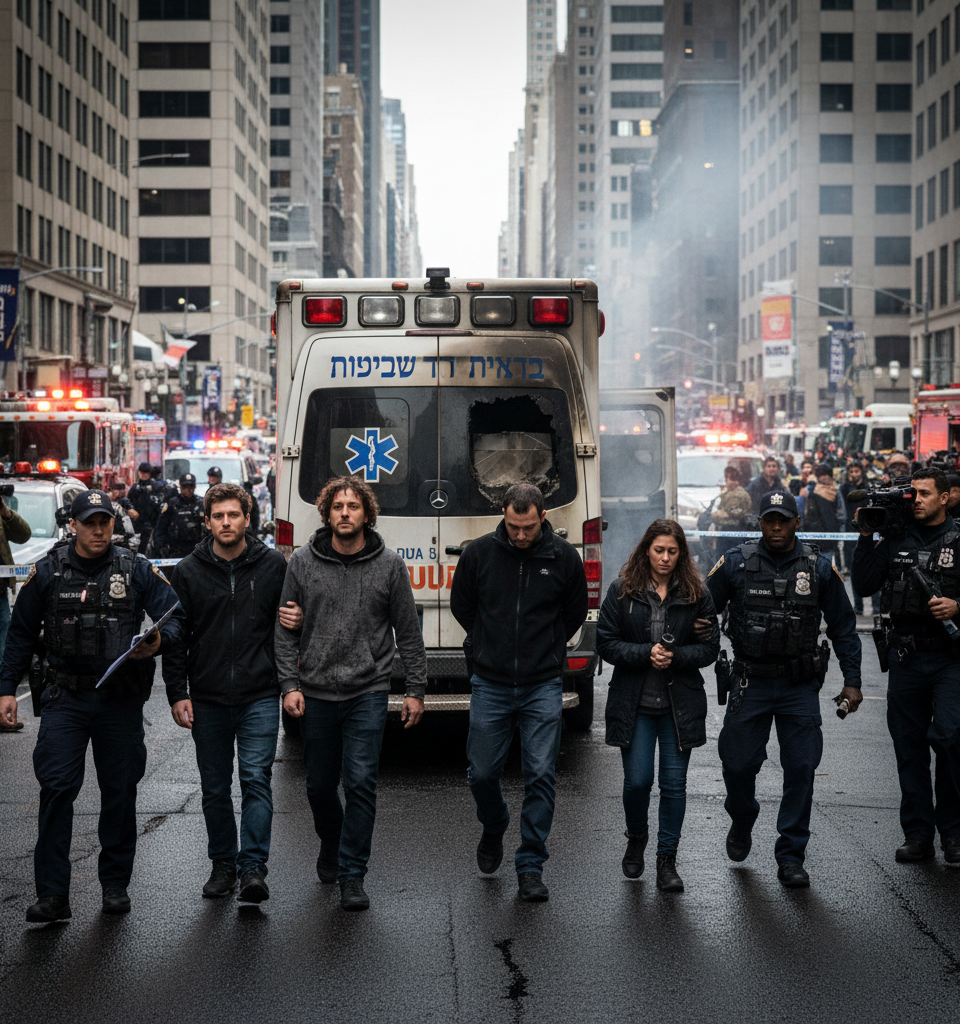 Fourth Suspect Apprehended in Arson Attack on Jewish Charity Ambulance Service — AI-generated illustration