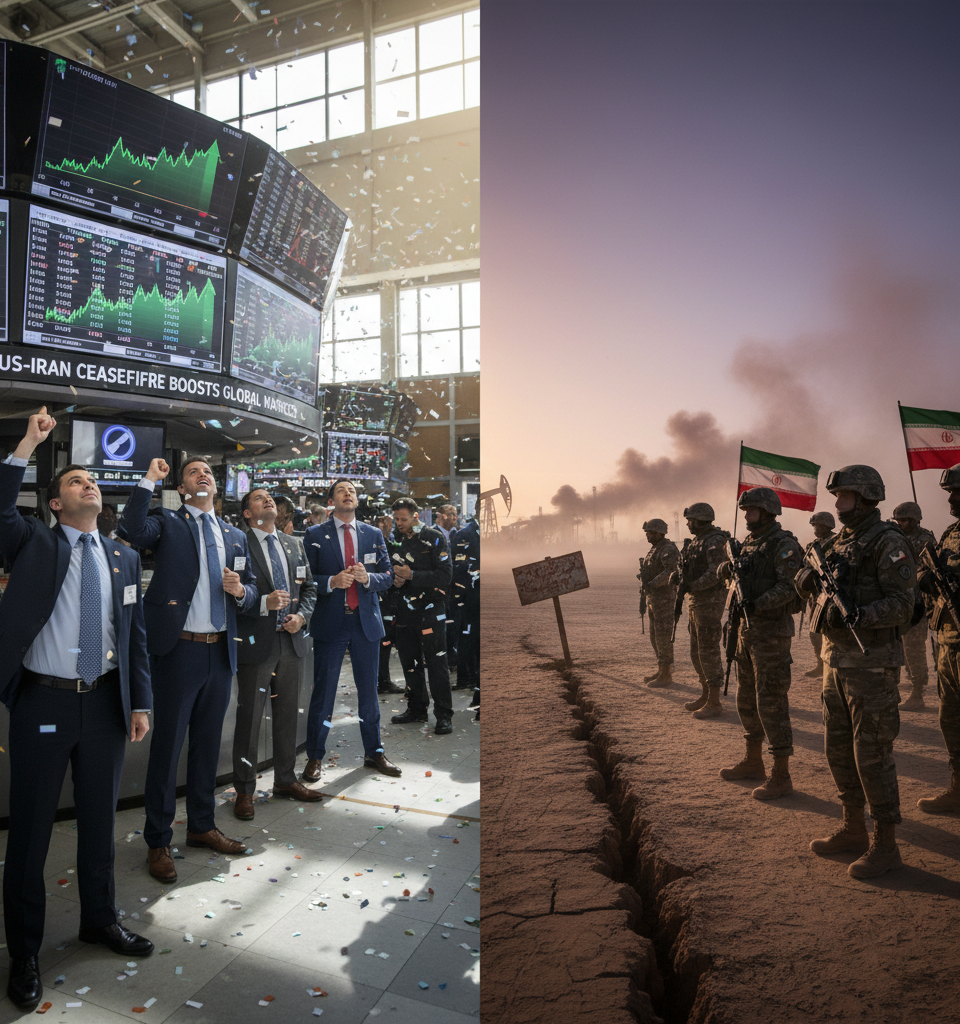 Fragile US-Iran Ceasefire: Market Relief Amid Deep Mistrust, No Clear Path to Peace — AI-generated illustration