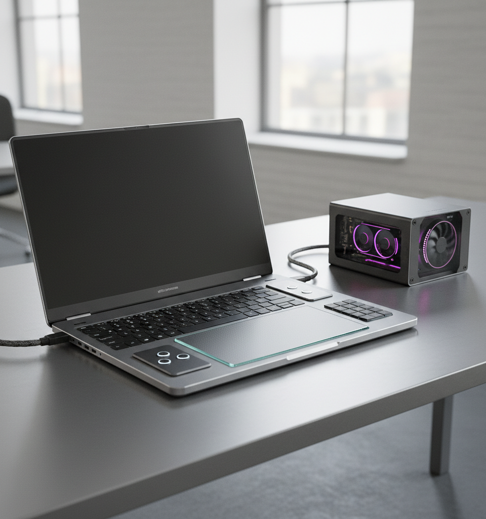 Framework Laptop 16 gets a better touchpad, a new look, and a wild eGPU trick — AI-generated illustration