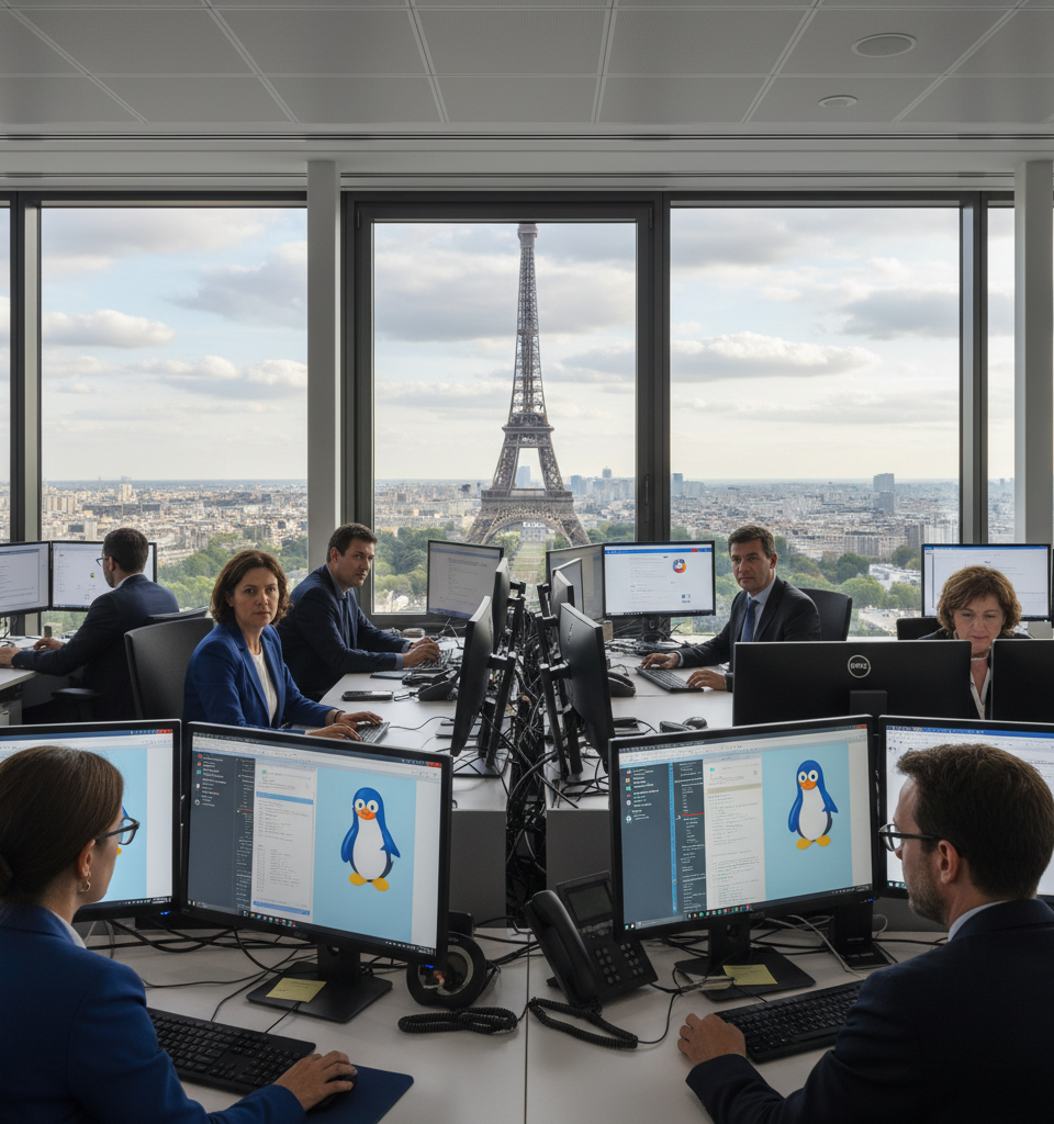 France Pivots to Linux: A Bold Move to Reclaim Digital Sovereignty from US Tech Giants — AI-generated illustration