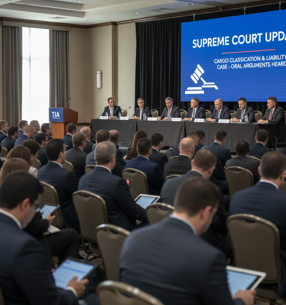 Freight Brokers Brace for Landmark Supreme Court Ruling at TIA Conference — AI-generated illustration