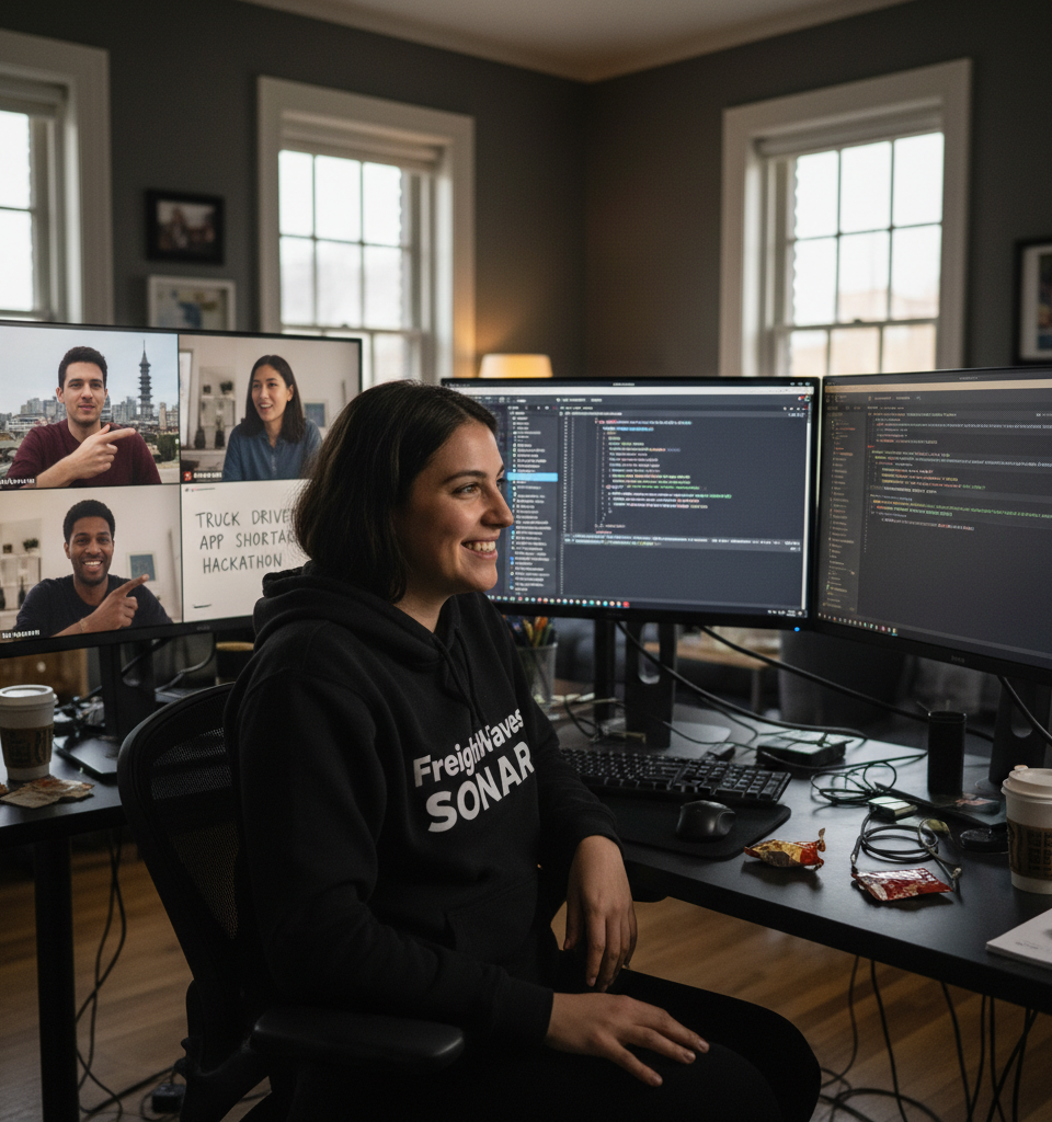 FreightWaves SONAR to Host Hackathon Addressing Truck Driver Software Shortage — AI-generated illustration