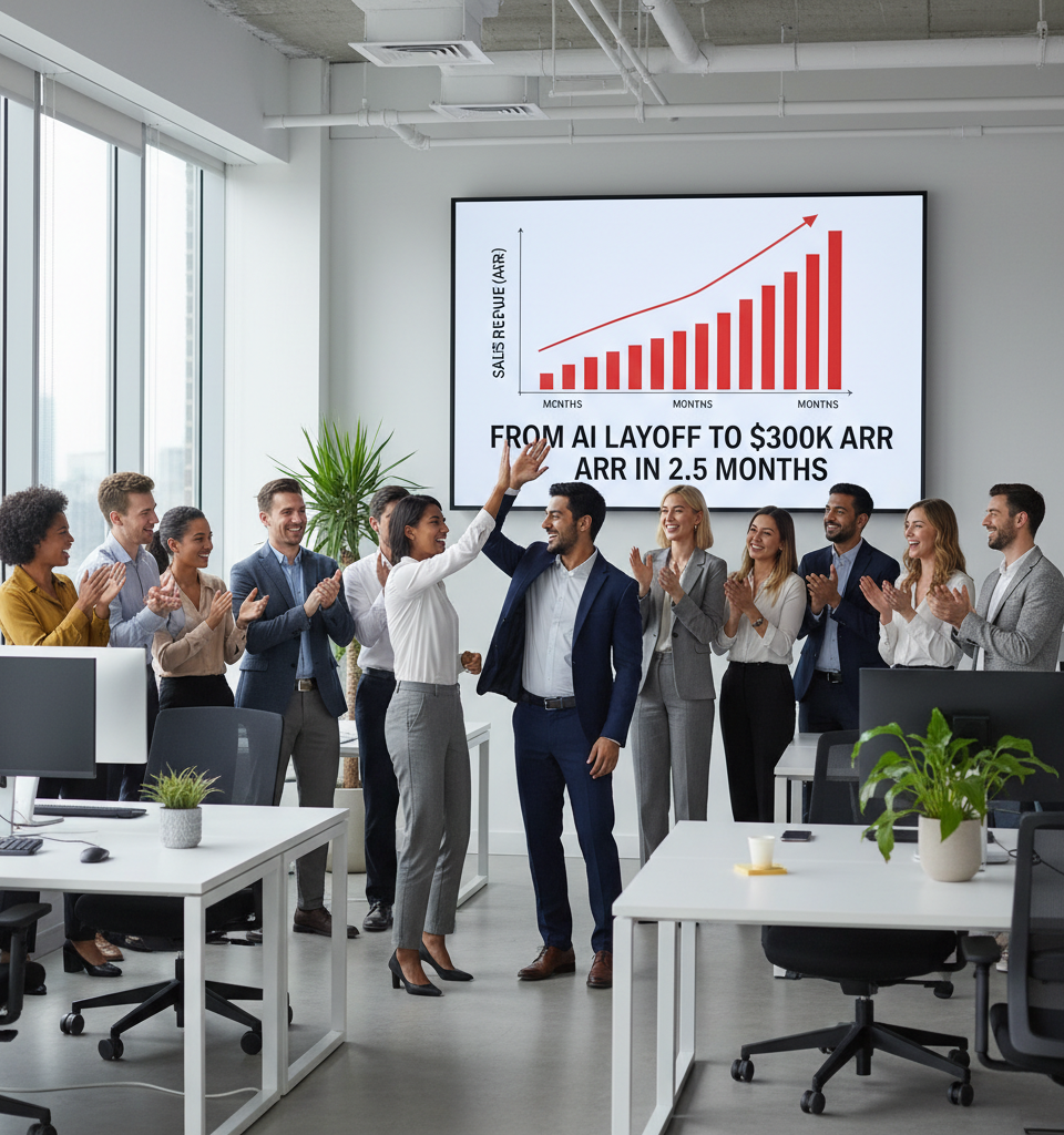 From AI Layoff to $300K ARR in 2.5 Months: A Tech Founder's Rapid Rebound — AI-generated illustration