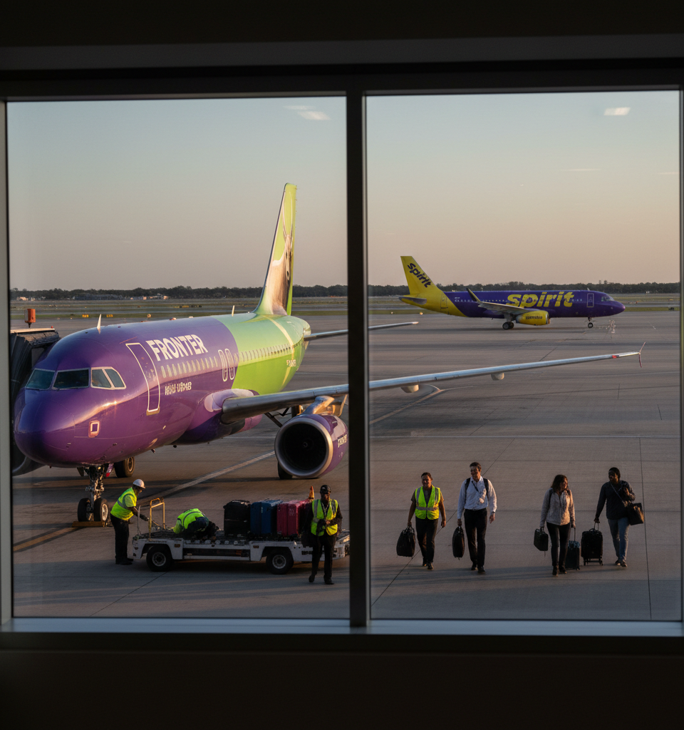 Frontier Airlines Seizes Opportunity, Boosts Capacity in Markets Vacated by Spirit's Drawdown — AI-generated illustration