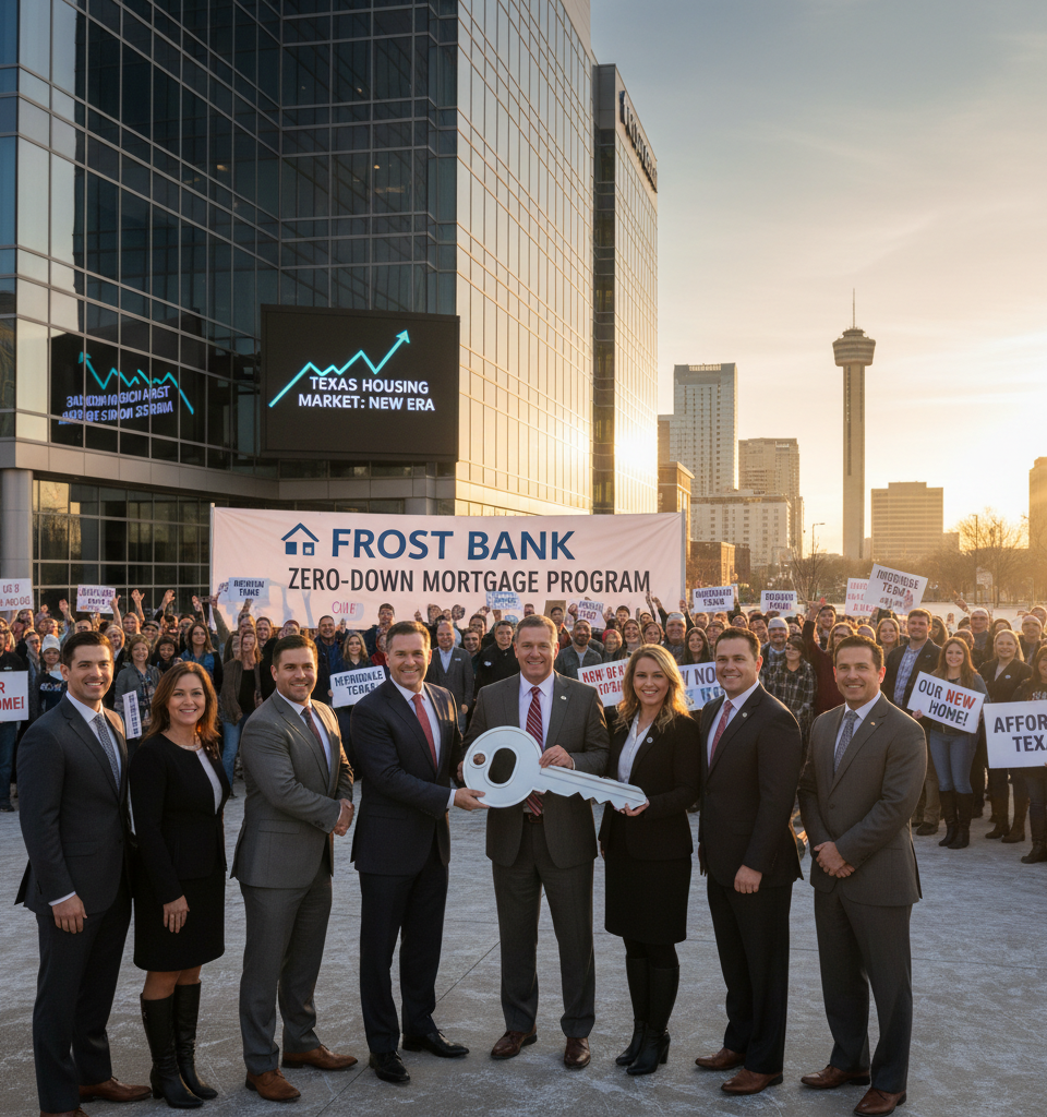 Frost Bank Unveils Zero-Down Mortgage Program, Disrupting Texas Housing Market — AI-generated illustration