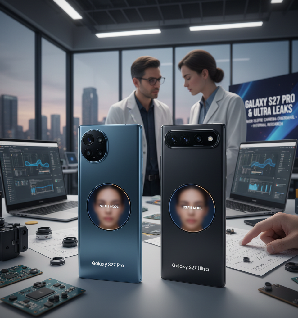 Galaxy S27 Pro & Ultra Leaks Suggest Major Selfie Camera Overhaul — AI-generated illustration