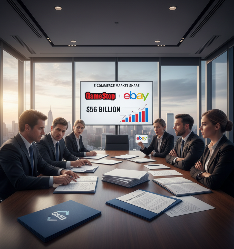 GameStop Bids $56 Billion for eBay, Proposing Major E-commerce Shake-Up — AI-generated illustration