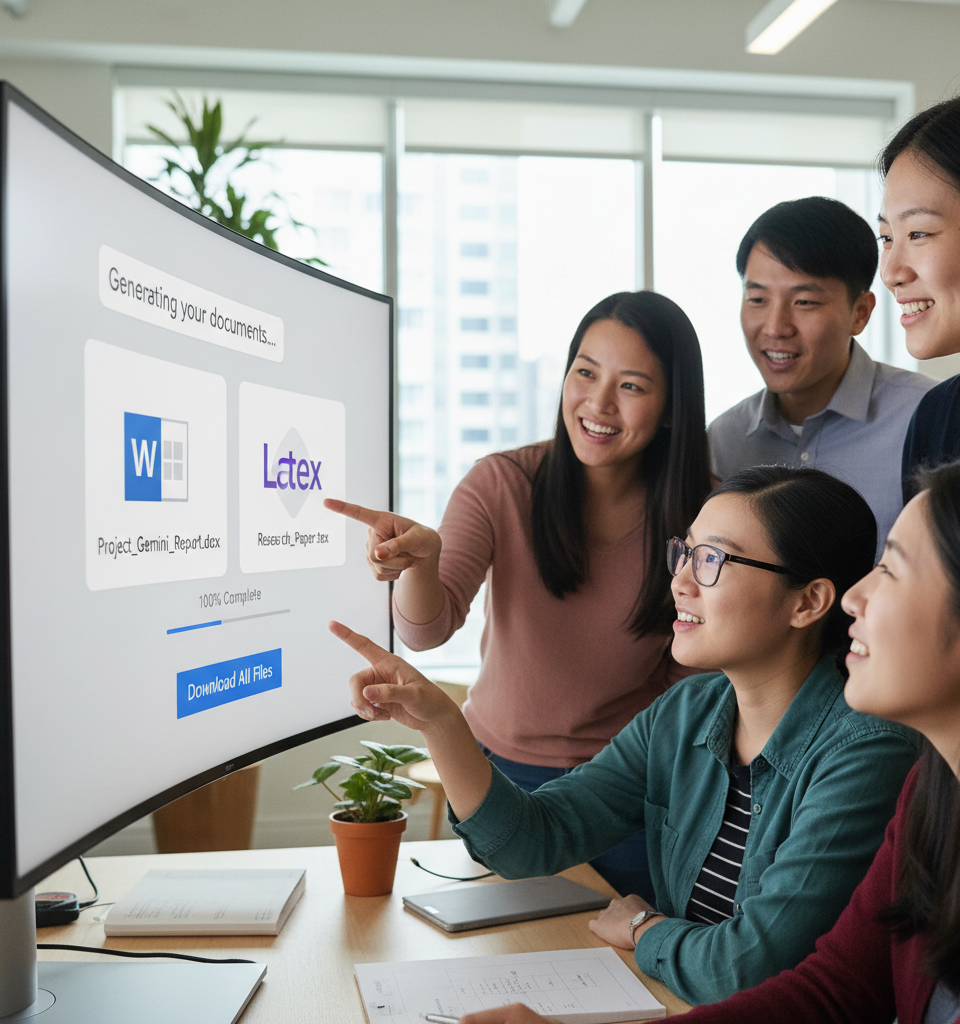 Gemini AI Expands Output Capabilities with Direct File Generation for Word, LaTeX — AI-generated illustration