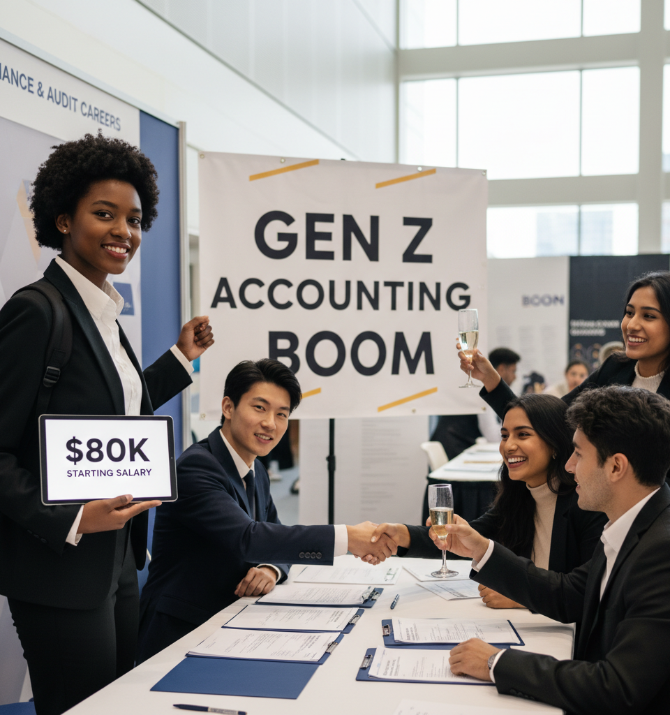 Gen Z Redefines Accounting: High Demand, $80K Salaries Attract New Talent — AI-generated illustration