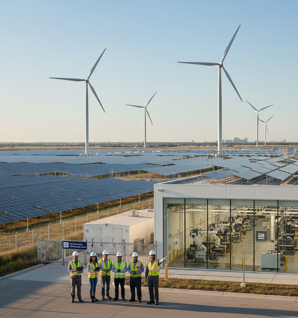 General Motors Powers US Operations with 100% Renewable Energy, Sets Global Benchmark — AI-generated illustration