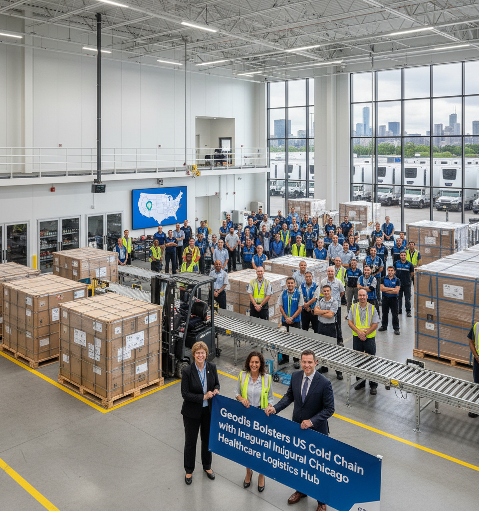 Geodis Bolsters US Cold Chain with Inaugural Chicago Healthcare Logistics Hub — AI-generated illustration