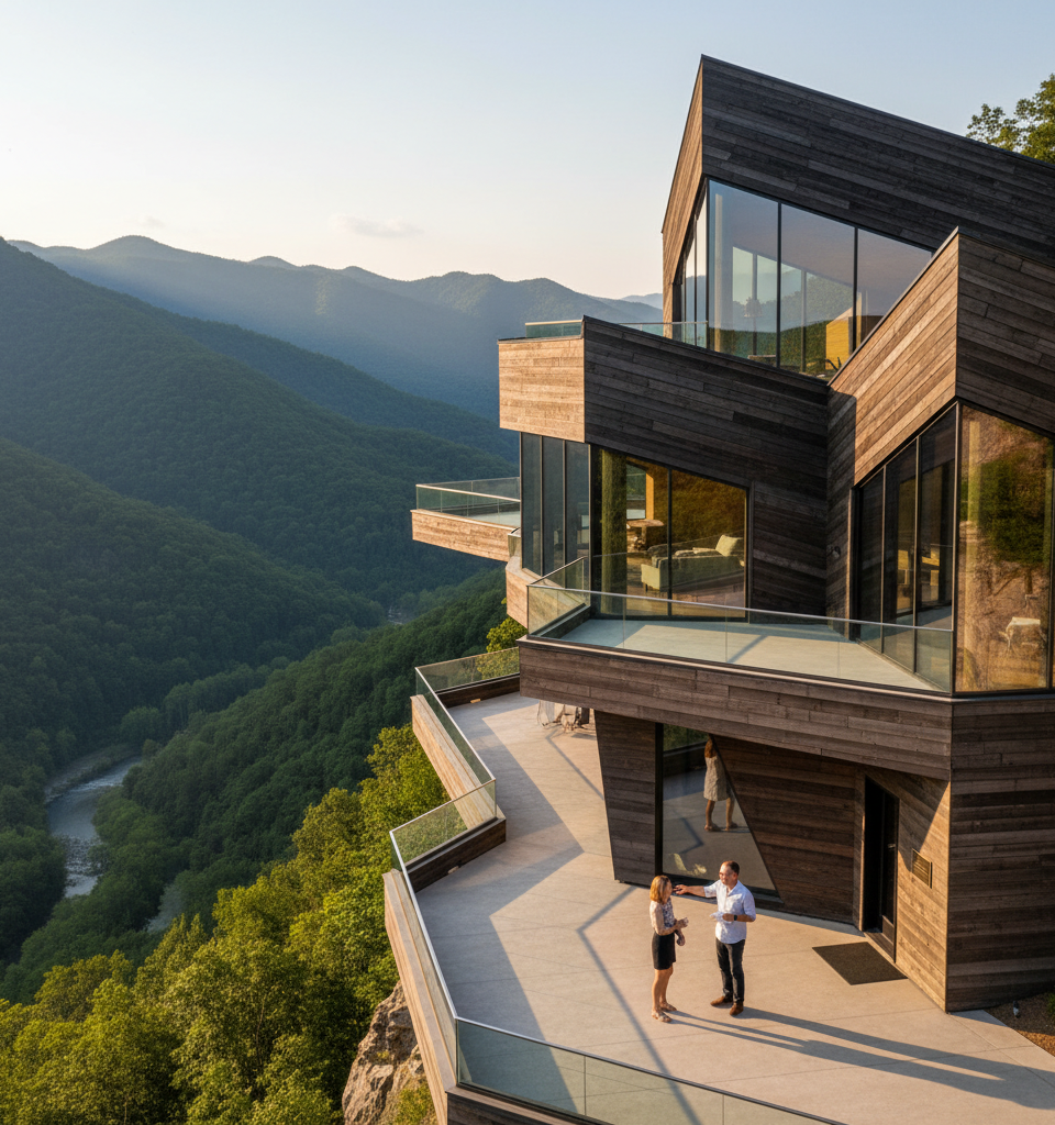 Georgia's Geometric Marvel: A $799K Home Blends Architectural Brilliance with Panoramic Views — AI-generated illustration