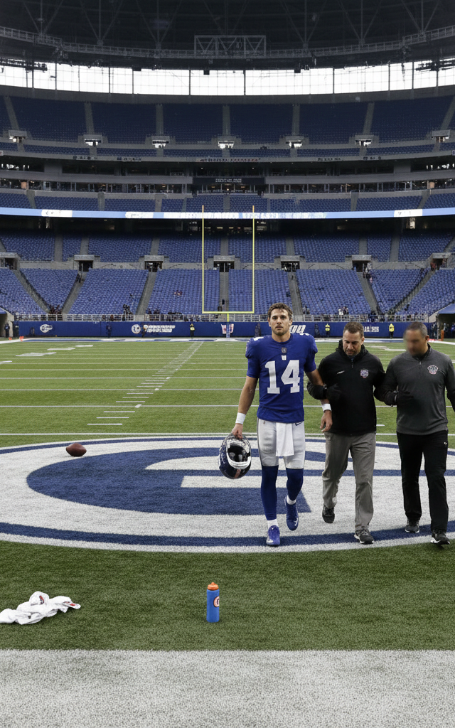 Giants QB Jaxson Dart Expected for Season-Ending Knee Surgery — AI-generated illustration