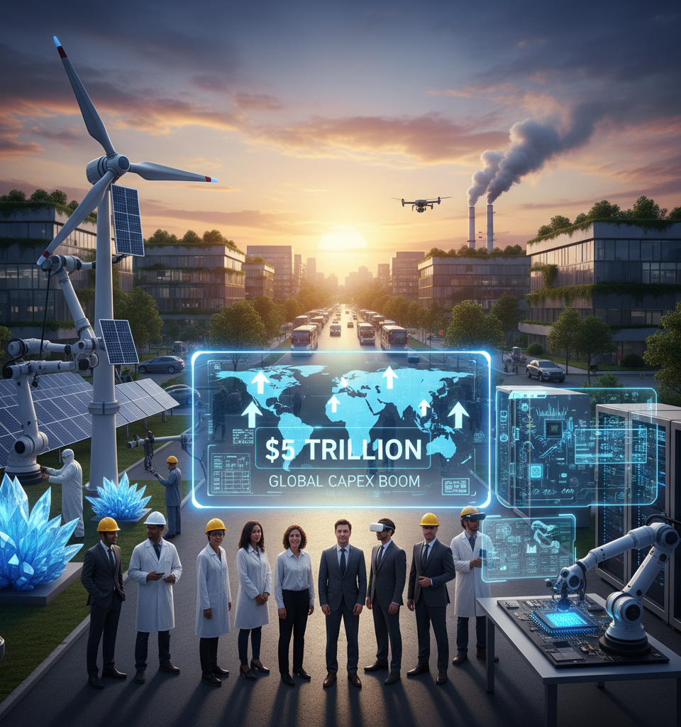 Global Capex Boom: $5 Trillion Investment Wave Fueled by Green Transition and AI — AI-generated illustration