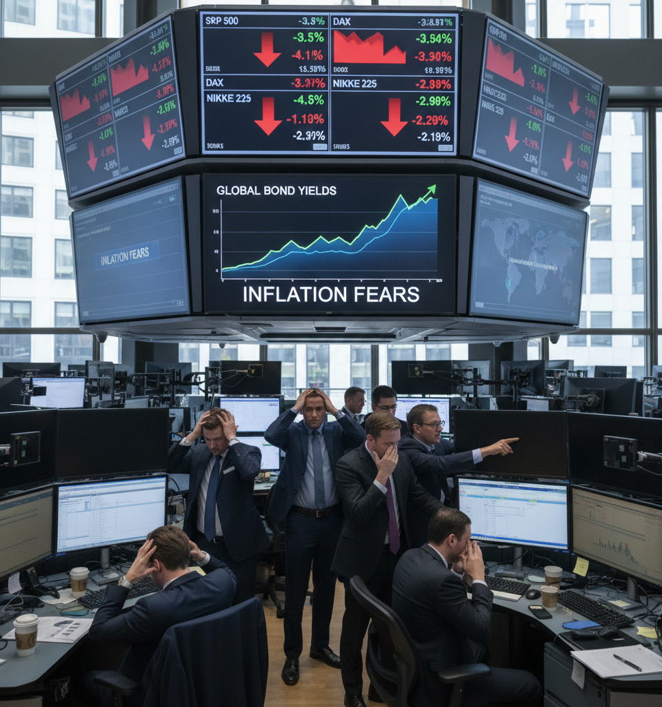 Global Equities Plunge as Soaring Bond Yields Ignite Inflationary Fears — AI-generated illustration