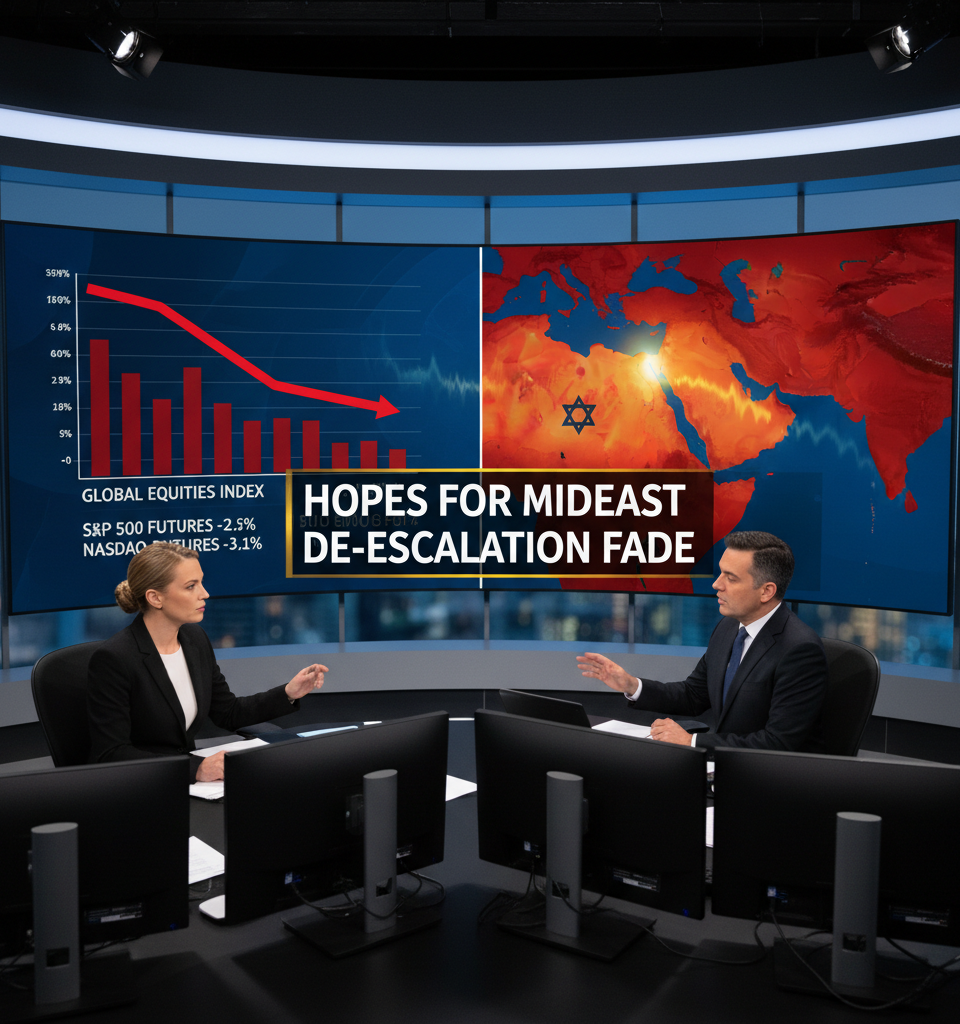 Global Equities Slide as Hopes for Mideast De-escalation Fade; S&P 500, Nasdaq Futures Tumble — AI-generated illustration