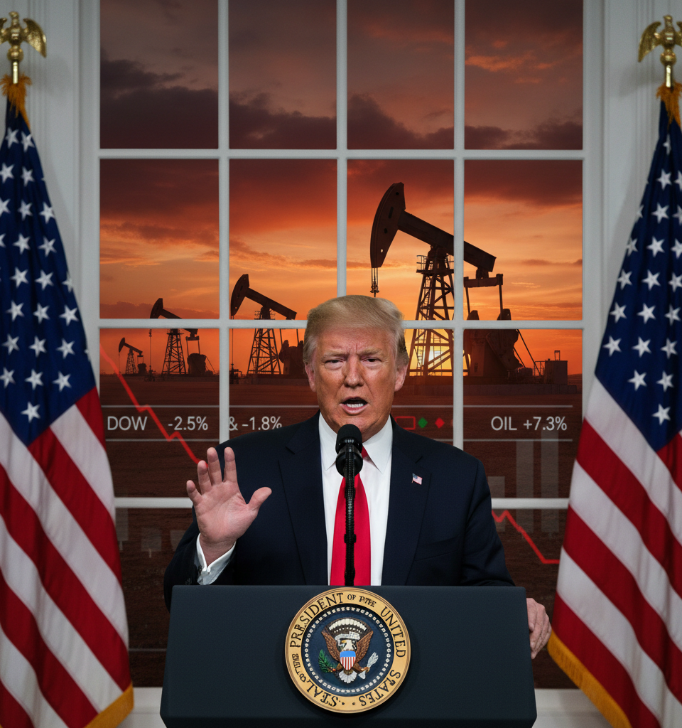 Global Markets Roiled: Trump's Iran Threats Spark Oil Surge, Equity Futures Dip — AI-generated illustration