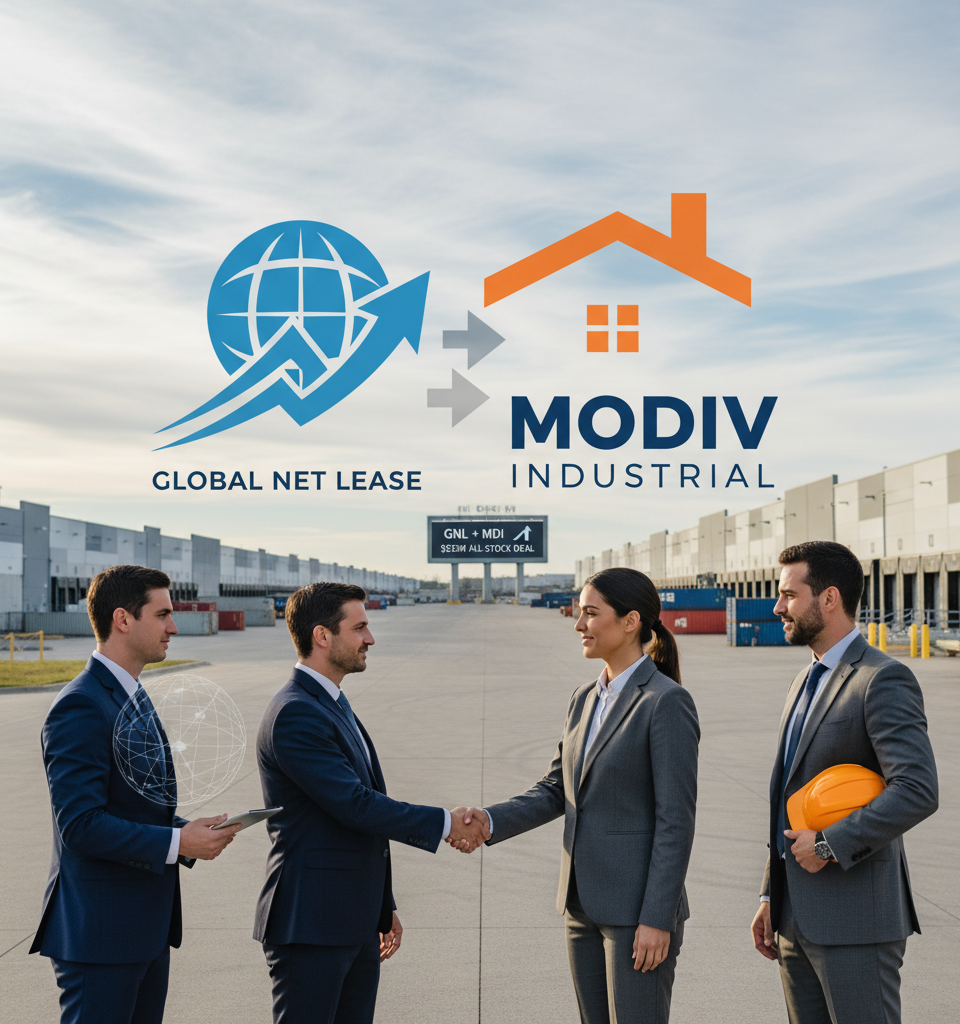 Global Net Lease to Acquire Modiv Industrial in $535M All-Stock Deal, Expanding Industrial Footprint — AI-generated illustration