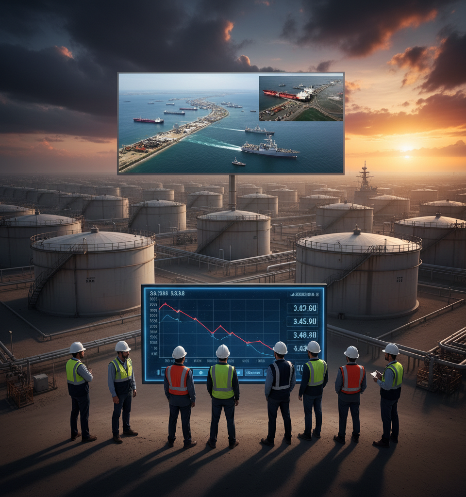 Global Oil Buffer Drains at Unprecedented Pace Amidst Escalating Iran Tensions — AI-generated illustration