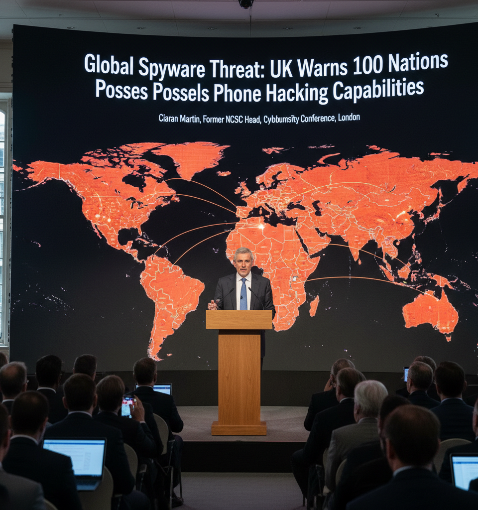 Global Spyware Threat: UK Warns 100 Nations Possess Phone Hacking Capabilities — AI-generated illustration