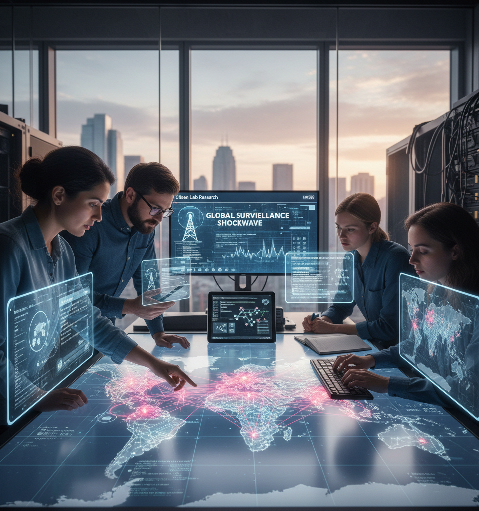 Global Surveillance Shockwave: Vendors Exploit Telecom Networks for Covert Tracking — AI-generated illustration