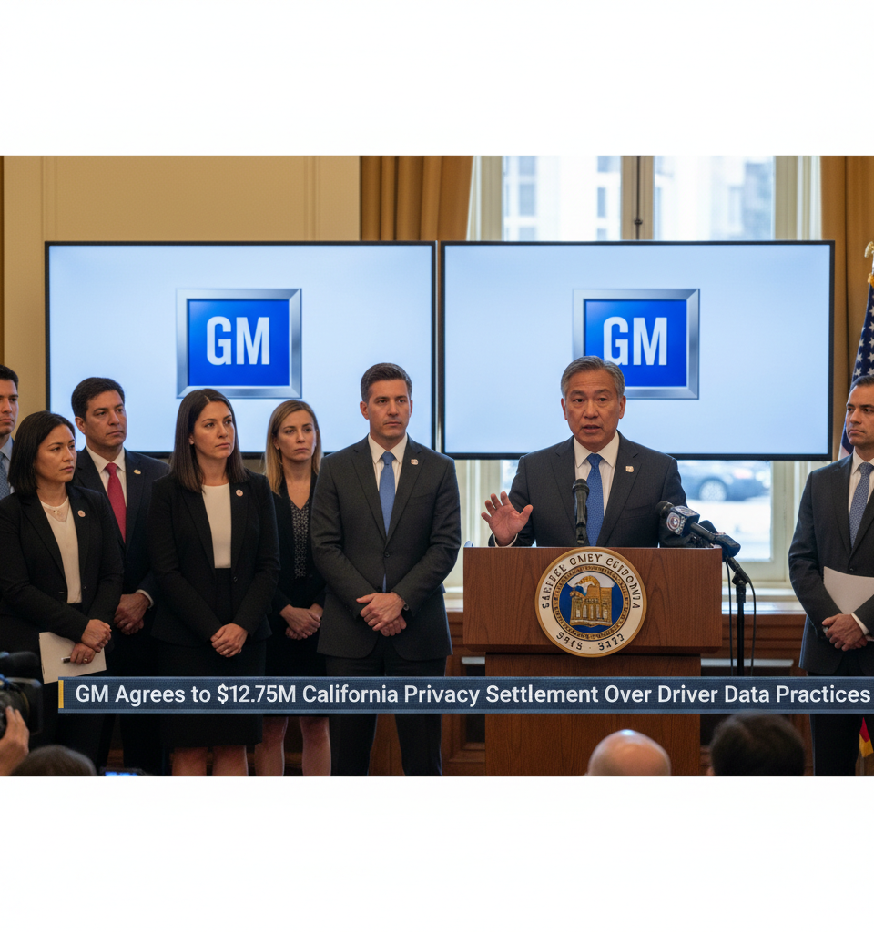 GM Agrees to $12.75M California Privacy Settlement Over Driver Data Practices — AI-generated illustration