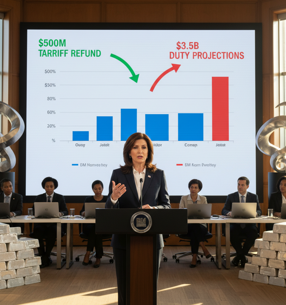 GM Anticipates $500M Tariff Refund Amidst Persistent $3.5B Duty Projections — AI-generated illustration