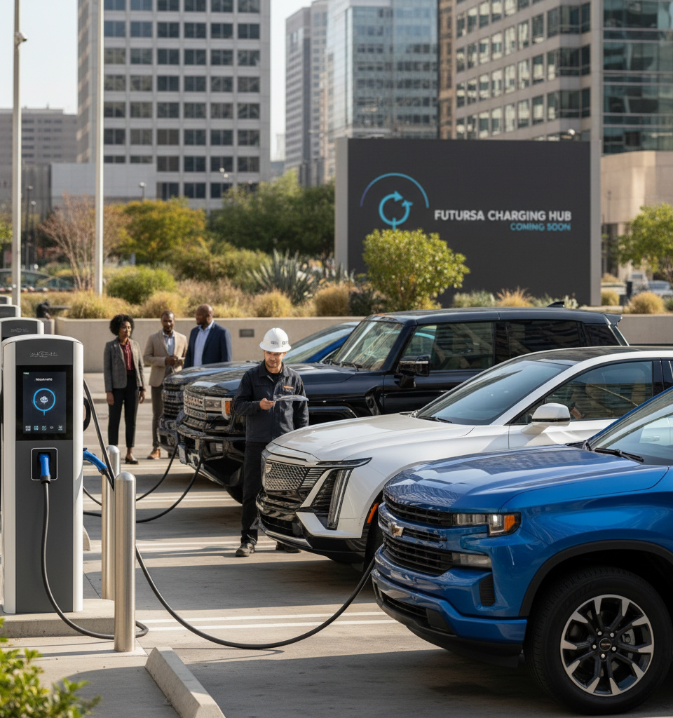 GM EVs to soon broaden public charging compatibility — AI-generated illustration