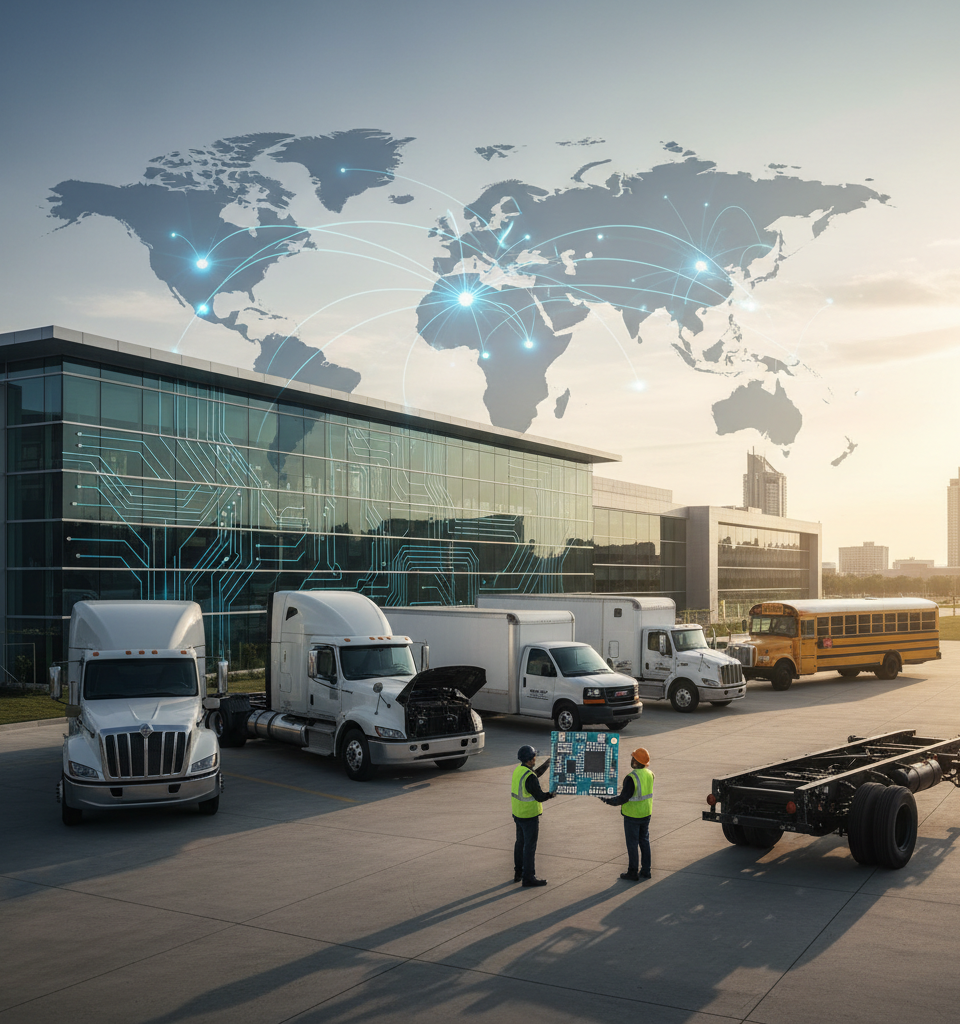 GM’s New Commercial Vehicle ECM Aims to Streamline Global Engine Integration, Cut Development Costs — AI-generated illustration