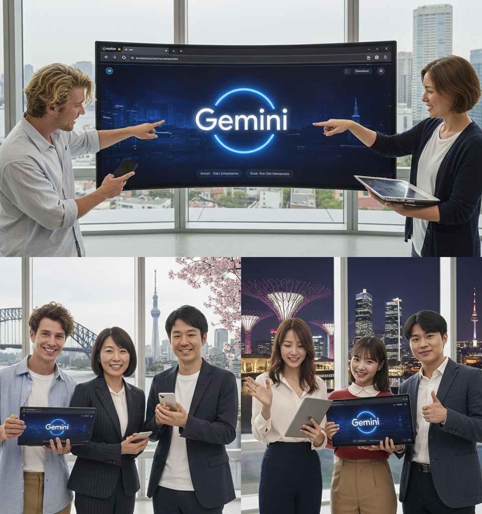 Google brings Gemini in Chrome to users in Australia, Japan, Singapore and South Korea — AI-generated illustration