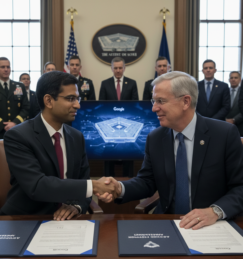 Google Deepens Pentagon Ties, Expanding AI Access Amidst Industry Ethics Debate — AI-generated illustration