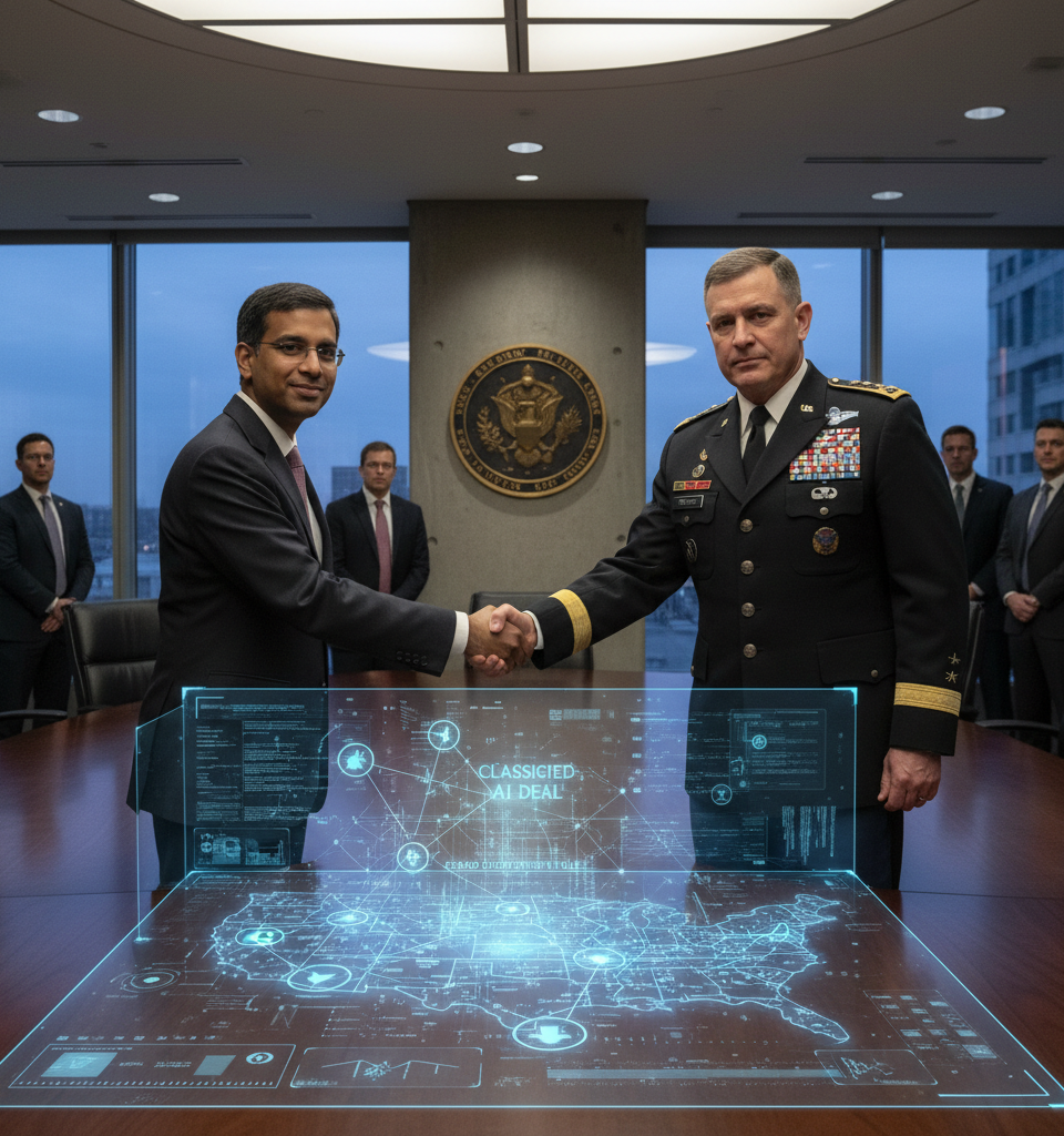 Google Deepens Pentagon Ties with Classified AI Deal for Broad Government Use — AI-generated illustration