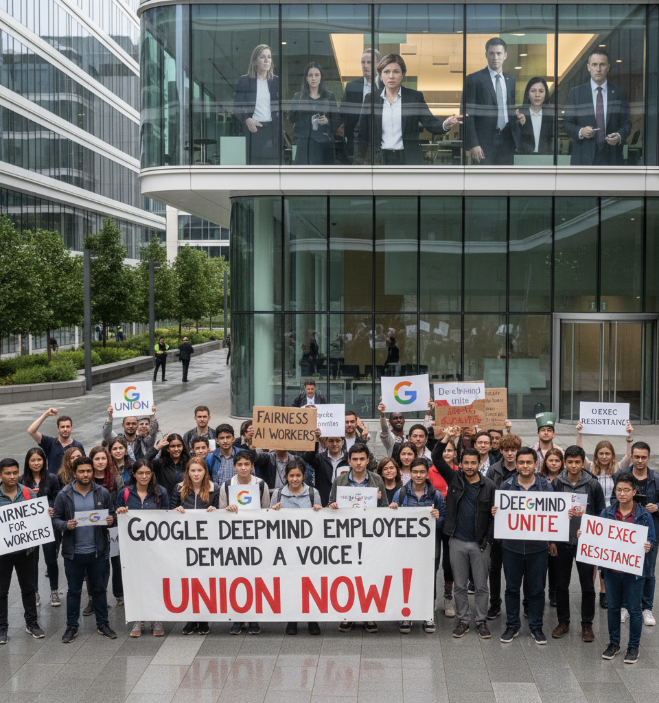 Google DeepMind Unionization Efforts Face Early Executive Resistance — AI-generated illustration