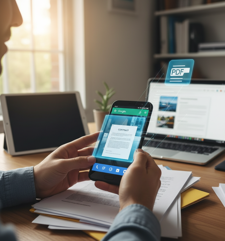Google Drive Transforms Android Devices into Free, Efficient Document Scanners and PDF Converters — AI-generated illustration