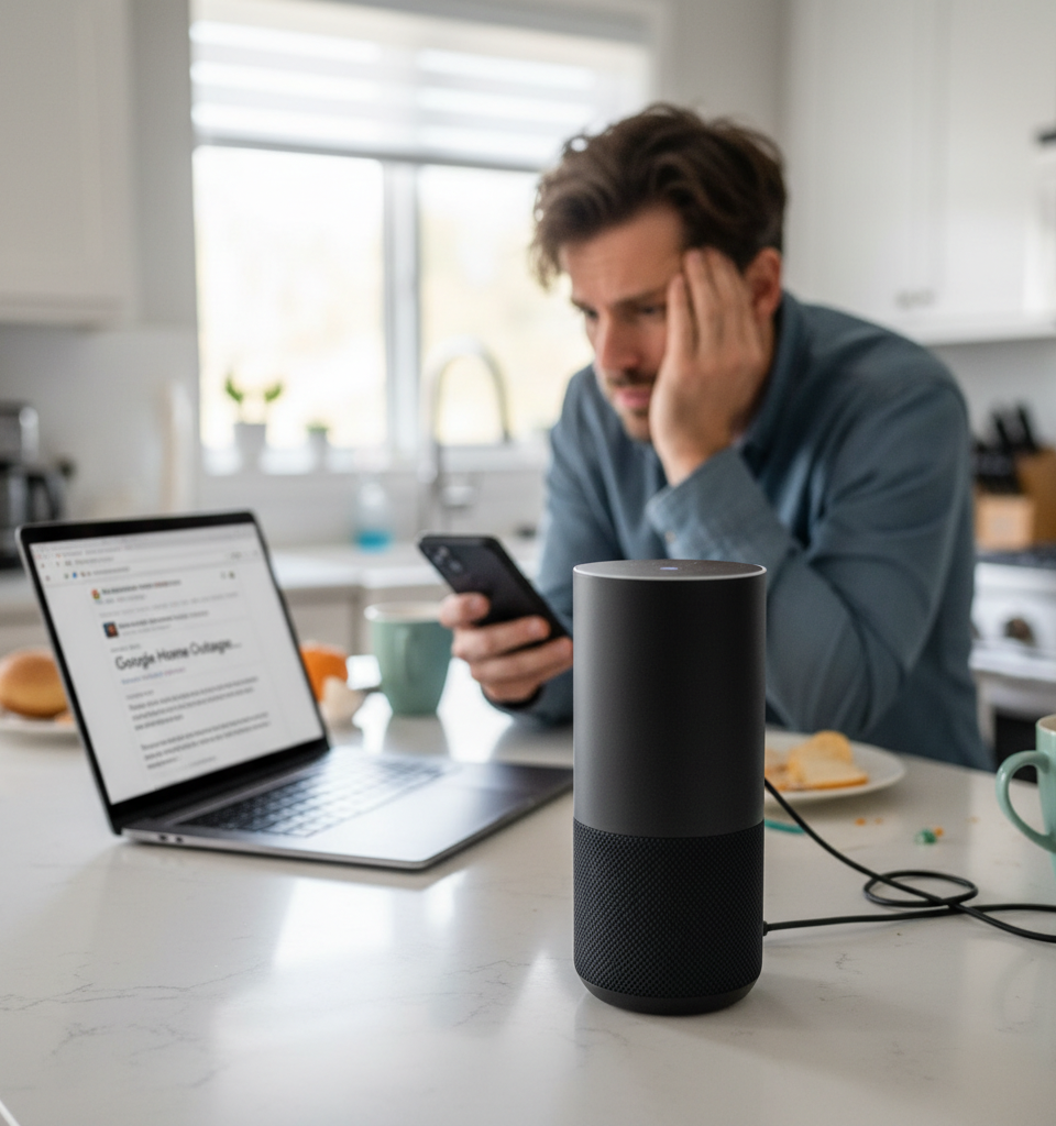 Google Home Users Report Widespread Outages, Devices Unresponsive Today — AI-generated illustration