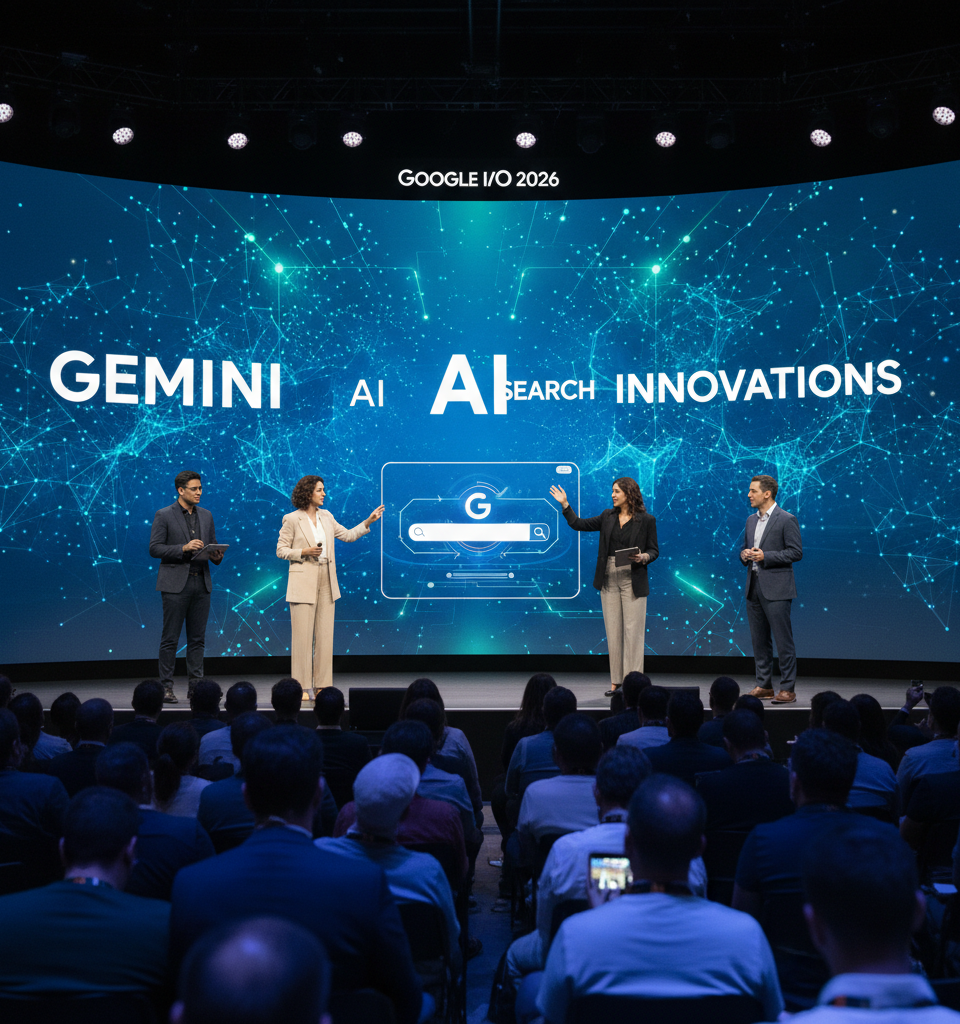 Google I/O 2026: Live Updates Expected on Gemini, AI, and Search Innovations — AI-generated illustration