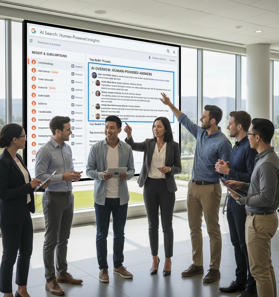 Google Integrates Reddit and User Subscriptions into AI Search for 'Human-Powered' Insights — AI-generated illustration