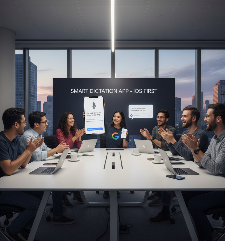 Google Launches Smart Dictation App: Auto-Correction for the Voice-Typing Era, iOS First — AI-generated illustration