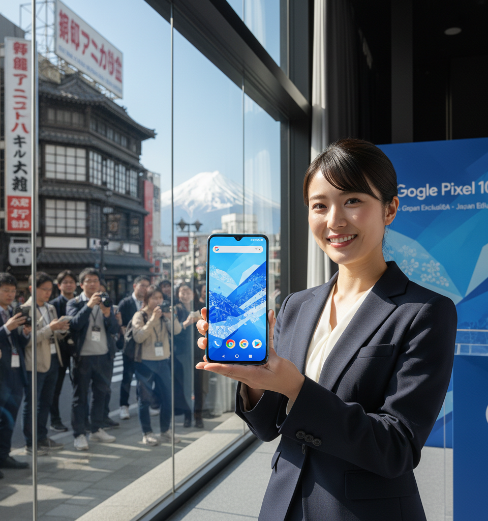 Google's Pixel 10A Is Coming to Japan With an Exclusive Blue Edition and Special Wallpaper — AI-generated illustration