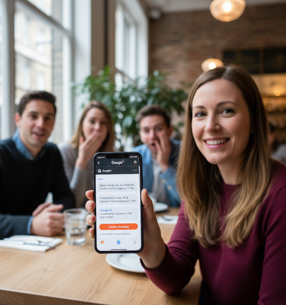 Google Search AI Advances: UK Users Now Booking Restaurant Tables with Conversational AI — AI-generated illustration