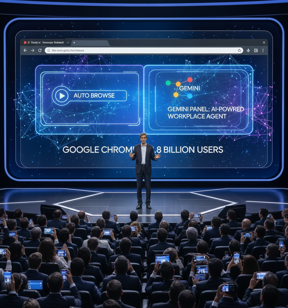 Google Transforms Chrome into AI-Powered Workplace Agent, Targeting 3.8 Billion Users — AI-generated illustration