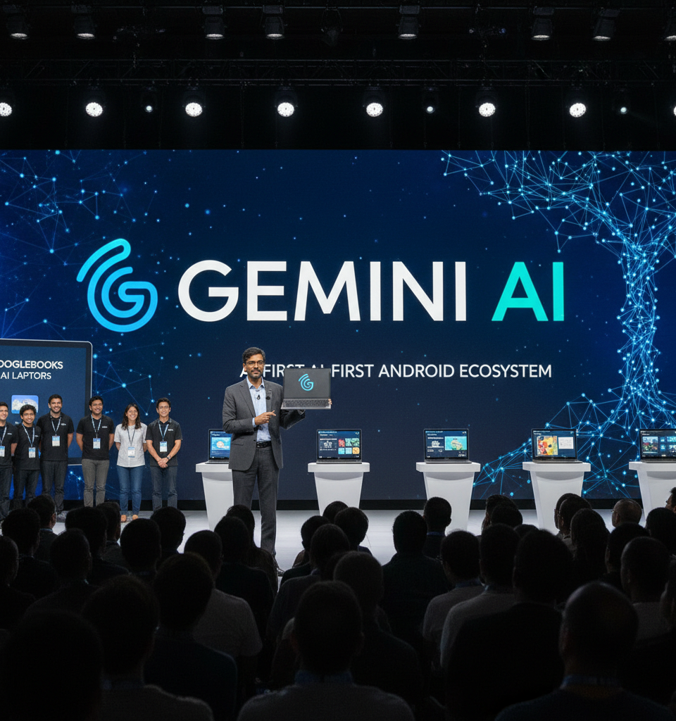 Google Unveils AI-First Android Ecosystem Ahead of I/O: Gemini Powers New Laptops, Widgets — AI-generated illustration
